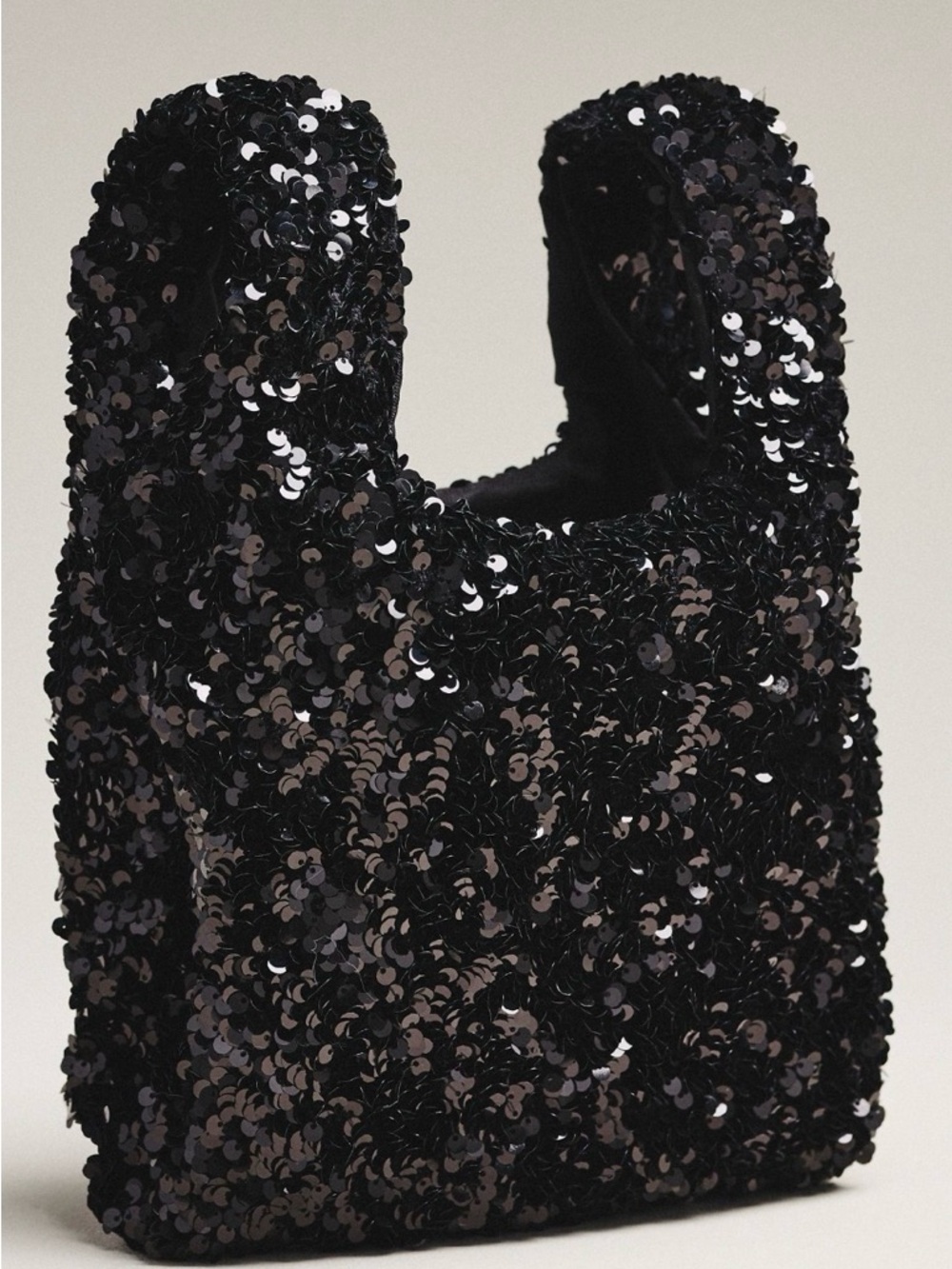 Anthropologie Black Sequin Tote Bag